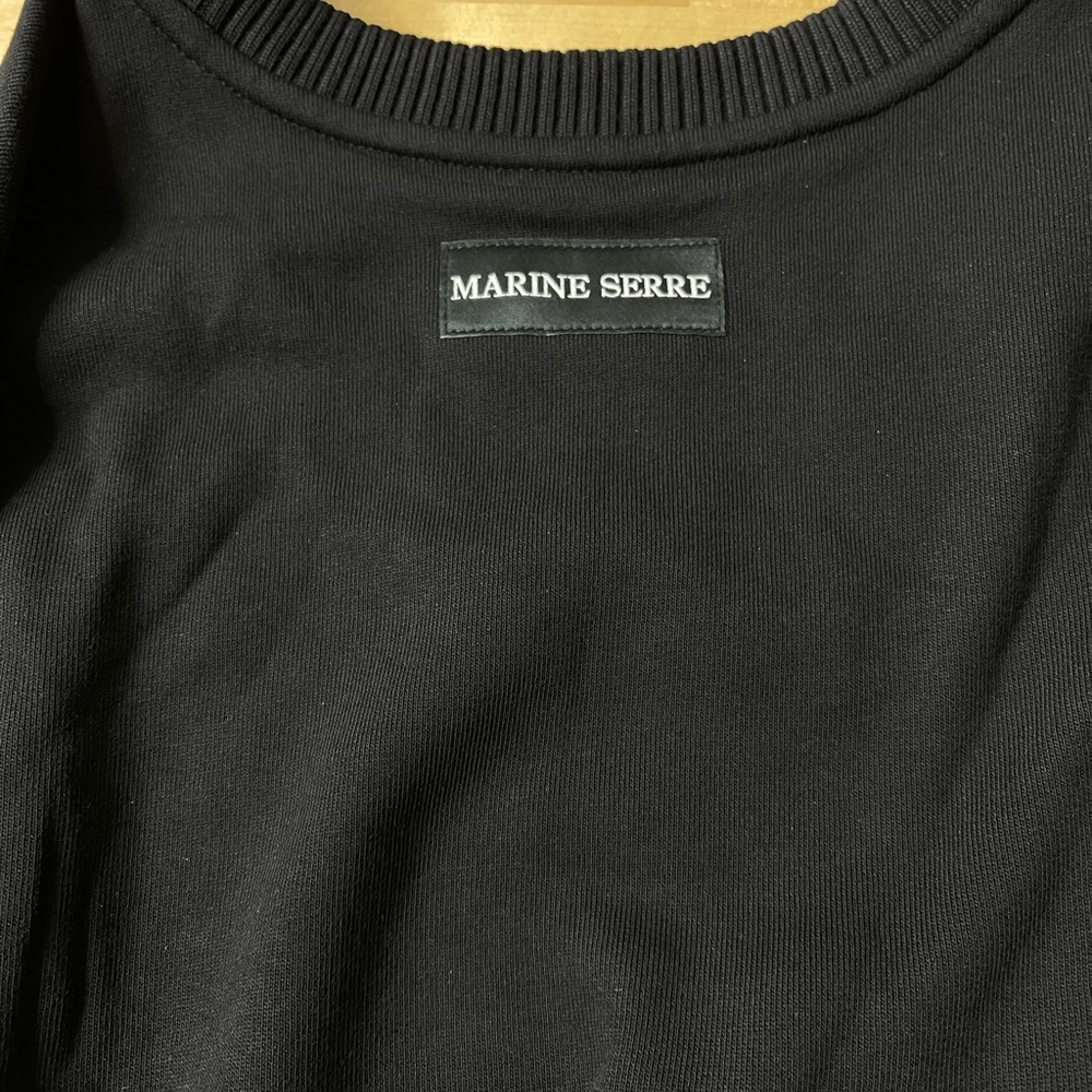 Marine Serre Women's Cropped Sweatshirt Black 99 Size XS - Picture 15 of 15